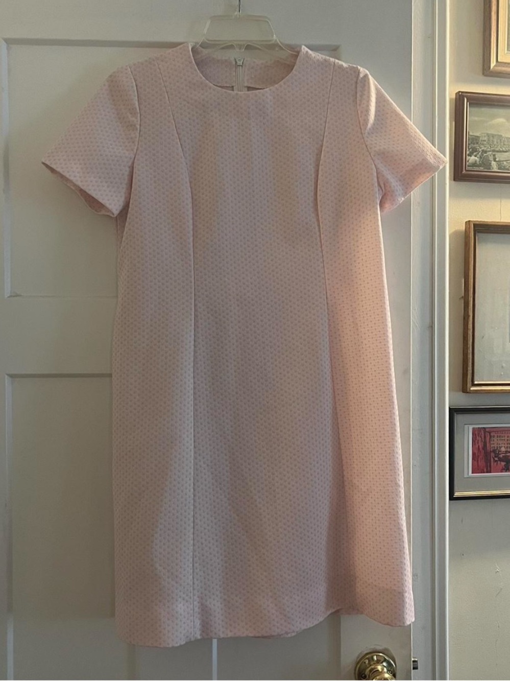 Classic Short-Sleeve Pink Shift Dress